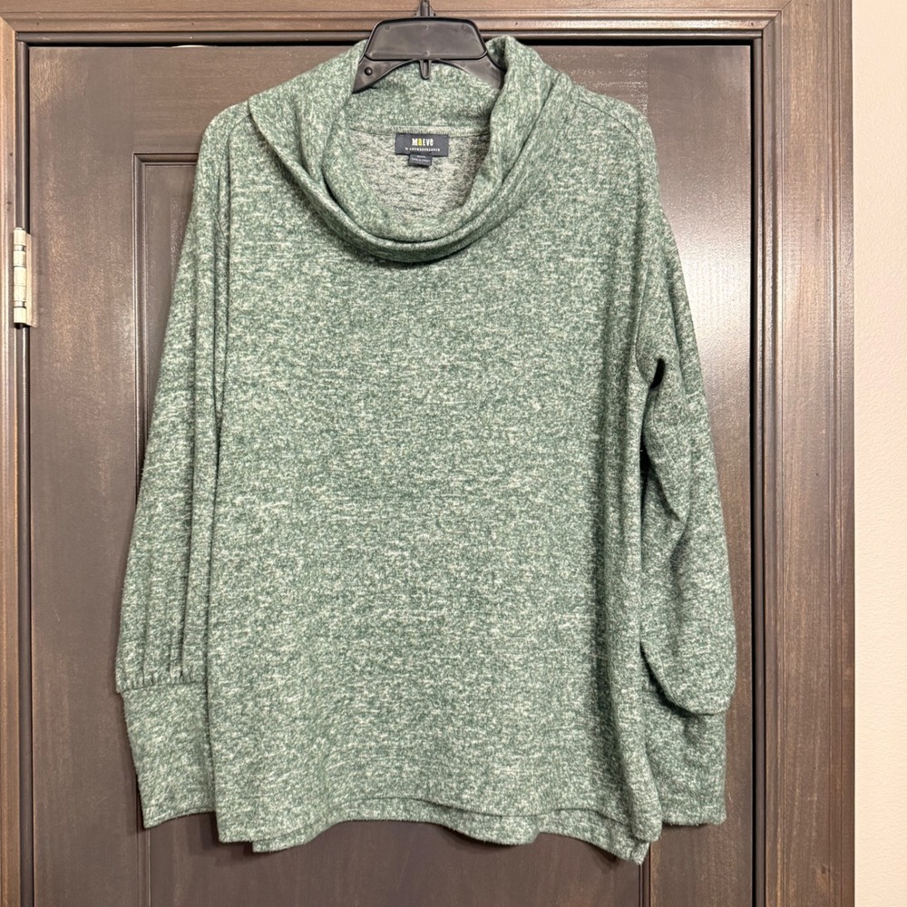 Maeve Anthropologie Cowl Neck Sweater Sage Green Marled Relaxed Pullover Medium